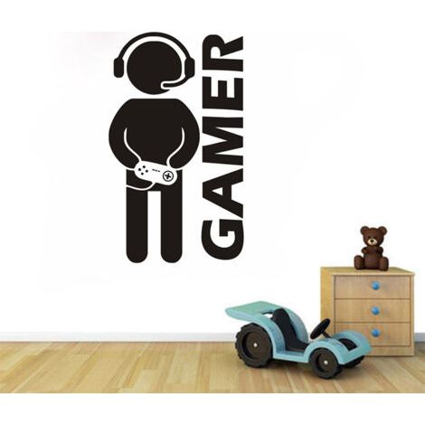 BUNTHAUS Autocollant mural Gamer avec contrôleur, autocollant mural Game Boy (23,6 \"x 11,8\"), autocollant mural en vinyle pour la maison, la salle de jeux, la décoration de la chambre à coucher (1/5)