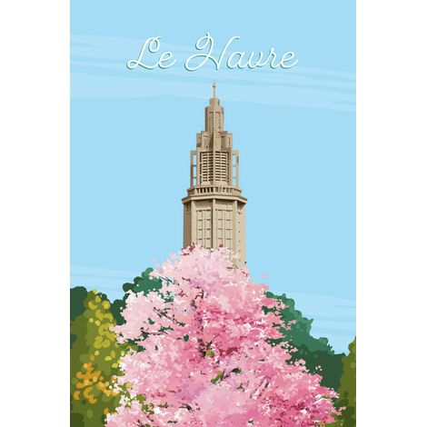 Tableau sur toile illustration le Havre 30x45 cm - Impression sur Toile Murale Décorative - Image imprimée en HD sur Toile - Toile sur Châssis en Bois FSC - Fabriqué en France (1/5)