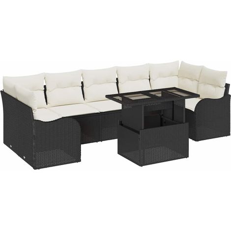 Maison Exclusive - Conjunto de sofá de jardín 8 pcs Negro Rattan