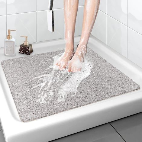 Duschmatte rutschfest 80 x 80 cm - Weich Komfort Sicherheits Badewannenmatte mit Ablauflöchern, PVC-Luffa Massage Antirutschmatte für Dusche, Schnell trocknend