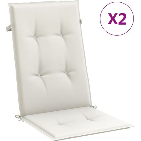 Coussins de chaise à dossier haut lot de 2,Coussins d'extérieur crème mélangé tissu CFW994178 (1/5)
