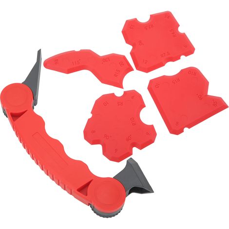 Lot de 5 outils décolle-colle en plastique orange : lames racloir joints vitre porte fenêtre spatule mastic travaux bâtiment (1/5)