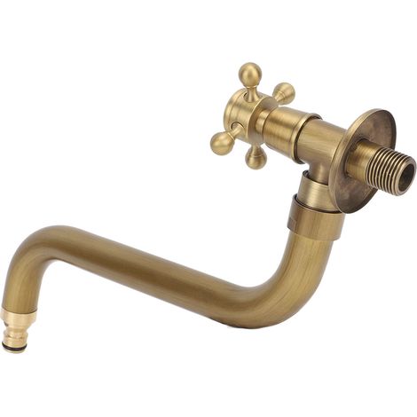 Robinet mural antique S, arrivée d'eau froide unique, antigel, en cuivre, pour lavabo de salle de bain ou évier de cuisine (1/5)