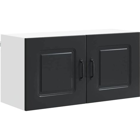 Armario de cocina rectangular moderno con gran espacio de almacenamiento 80 x 31 x 40 cm de madera contrachapada negro 020053614 (1/5)