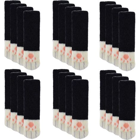 Ensemble de 24 pièces (6 ensembles) : protège-pieds de chaise en maille pour chat, chaussettes de protection pour pieds de chaise et sols