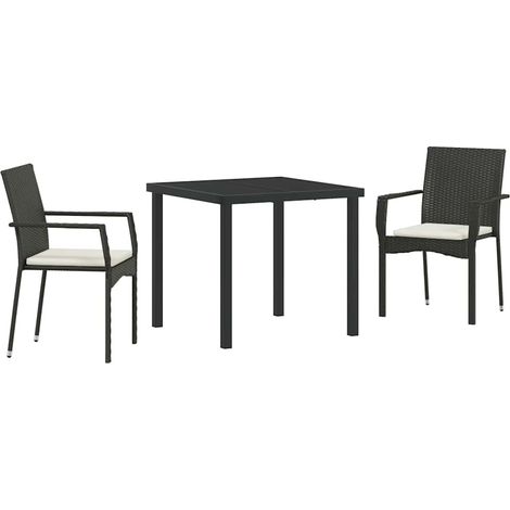 Maison Exclusive - Conjunto de Comedor de Jardín 3 uds. Negro rat (1/5)