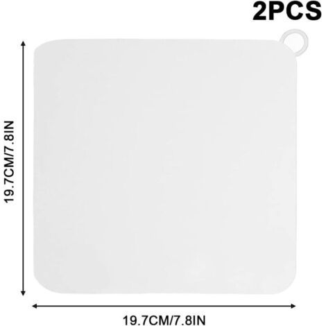 Lot de 2 bouchons d'évier carrés en silicone, anti-odeurs, avec récupérateur de cheveux, adaptés aux cuisines et salles de bains. (1/3)