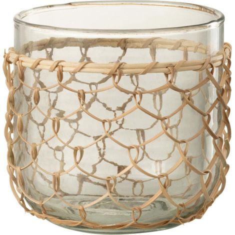 Photophore Design "Tricot" 13cm Transparent & Naturel (1/4)