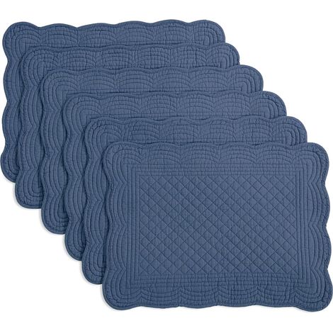 Placemat - Rectangulaire - 12 x 18 Pouces - 100 % Coton - Rembourré Polyester - Antidérapant - Isolant Thermique - Lot de 6 (1/5)