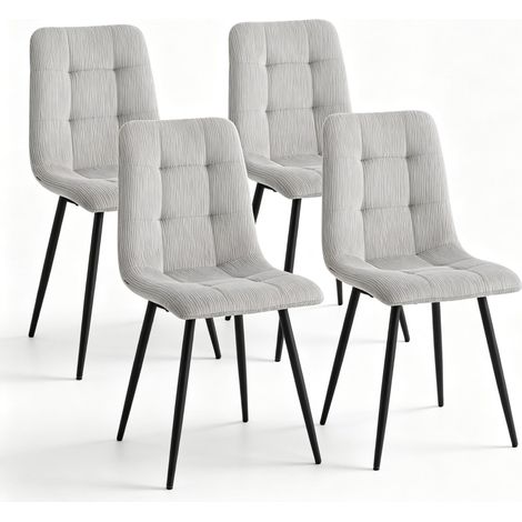 Set di 4 sedie da pranzo 43x44x89,5 cm in tessuto a coste grigio -CHICFURN (1/5)