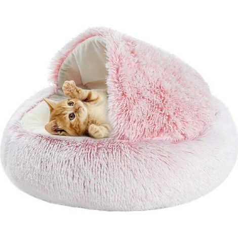 Cesta redonda para mascotas, cojín suave para cama de gato, cesta tipo donut, cama ultrasuave, colchoneta transpirable para nido de cachorro, cama portátil para gatos, nicho, casa cueva, lavable (1/5)