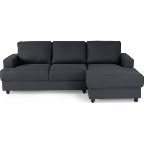 Les Tendances – Canapé d'angle droit 4 places – Tissu 100% polyester – Structure en pin massif – L 215 x P 140 cm – Confort mi-ferme (1/5)