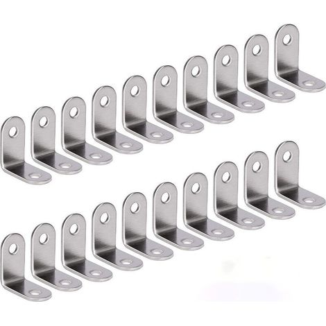 Angle Droit Support Inox 90 Degrés Support De Coin support d'angle en forme de L Fixation Équerre Livré Argent 20 Pièces 30 30 16mm (1/5)