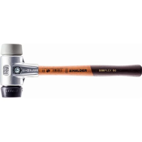 HALDER SIMPLEX Mazza in gomma piena / TPE media con alloggiamento in alluminio e impugnatura in legno - D=30 mm - 3123.030