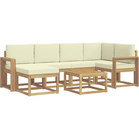 Set di divani da esterno 7 pz Bianco e Crema vidaXL (1/5)