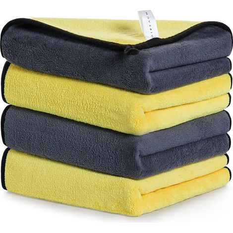 Confezione da 4 panni in microfibra per auto, 600 g/m², ultra assorbenti, ideali per la cura, la pulizia, la lucidatura e l'asciugatura dell'auto, 40x40 cm. (1/5)
