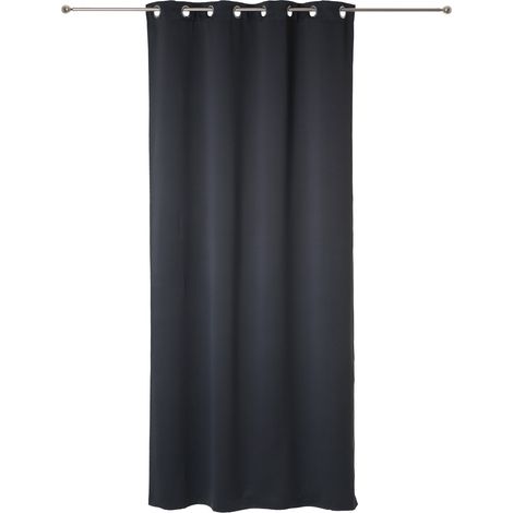 Atmosphera – Paire de rideaux occultants gris foncé 135x240cm – 8 œillets pour tringle standard – Lavable en machine – Tissu Oeko-Tex