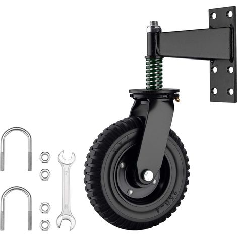 Wiltec Torrolle bis 275 kg Traglast, Torlaufrolle mit 360° Gummirad, Schiebetorrolle aus pulverbeschichtetem Stahl, Lenkrolle für Schiebetor und Gartentor
