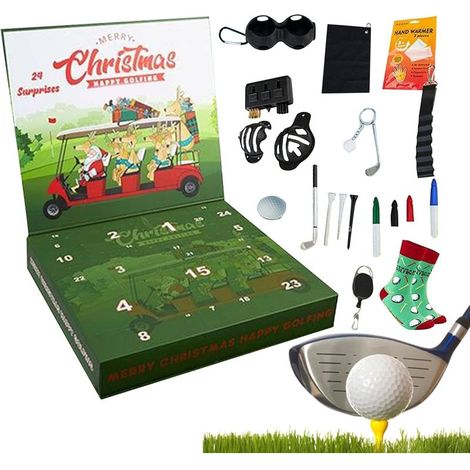 Calendrier De L'Avent De Noël - Décorations De Golf 2025 - Calendrier De Noël Du Golf Avec Chaussettes,Pour Étagère Bureau Entrée Espace Bureau Magasins Salon Fête Anniversaire Soirée (1/5)