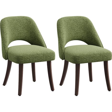 2er-Set moderne Esszimmerstühle im Mid-Century-Stil mit Massivholzbeinen, gepolsterter Sitzfläche und ergonomisch geschwungener Rückenlehne, Grün (1/5)