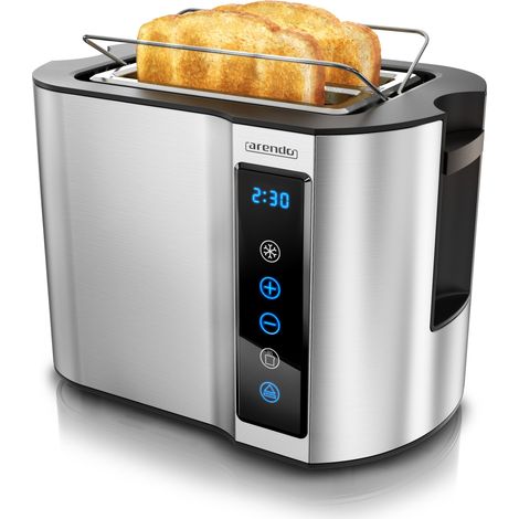Arendo - Toaster 2 Scheiben Edelstahl Touchpanel - 800 W - Doppelwandgehäuse - Integrierter Brötchenaufsatz - 7 Bräunungsgrade (1/5)