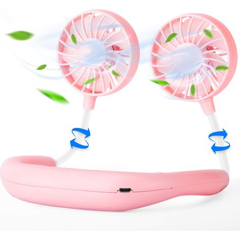 Ventilateur de cou portable USB trois cent soixante degrés mains libres pour bureau maison et voyage rafraîchissant