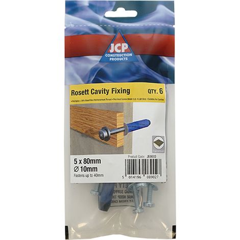 Jcp Fixings Rosett Cavity Fixings Blue - M5 x 80mm - Box of 30