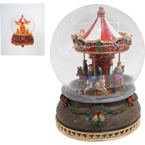 Giostra Carillon Natalizio Ø12x16 cm in Resina con Movimento Luci e Suoni (1/4)