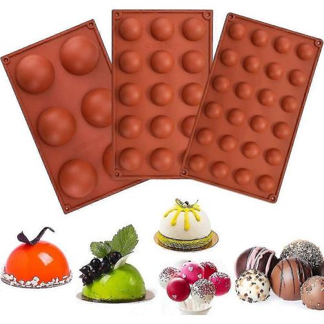 Halbkugel-Backform, 3-teilig, runde Silikonform, Pralinenform, Kugel, flexibel, Schokolade (1/4)