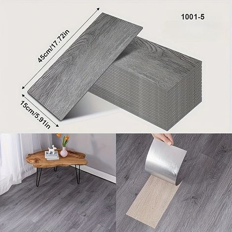 (Style 18, 10 pièces) Stickers de sol 3D auto-adhésifs, papier peint épais imitation bois, imperméables et résistants à l'usure (1/3)