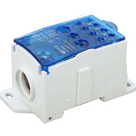Boîte de jonction à bornier sur rail DIN pour distribution électrique universelle 690 V 400 A, bleue