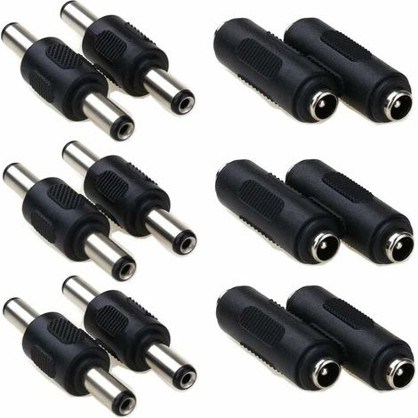Connecteur d'alimentation CC 5,5 x 2,1 mm, male à male, connecteur cylindrique DC 5,5 x 2,1 femelle à femelle, pour caméra de vidéosurveillance, moniteur de voiture, 12 pièces