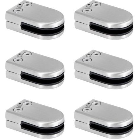 Pince à verre en acier inoxydable – Supports de serrage pour verre 6 à 8 mm – Réglable pour balustrades et escaliers – Lot de 6 pièces (1/5)