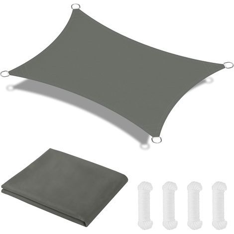Rectangular shade sail 2 x 3 m, with 4 free ropes, waterproof UV protection for garden, terrace, outdoor use, patio (1/5)
