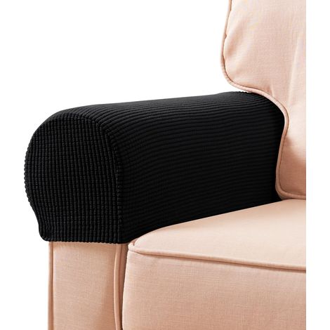 Armchair Cover Set of 2 Waterproof and Non-Slip Elastic Spandex Fabric Armchair Cover for Armchairs, Sofas and Relaxing Chairs (Black) (1/5)