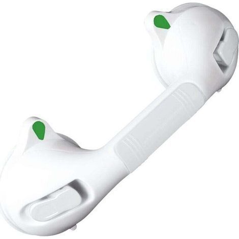 pair Poignée baignoire de sécurité Secura, barre d'appui salle de bain, fixation sans perçage ventouse, Plastique, 29x11,5x8,5 cm, Blanc (1/4)
