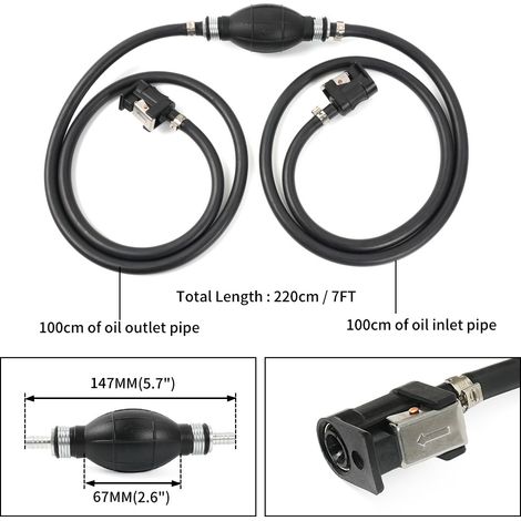 Convient aux moteurs hors-bord Yamaha Baisheng avec pompe à huile à clapet anti-retour externe, pompe manuelle unidirectionnelle, 8 mm. (1/4)