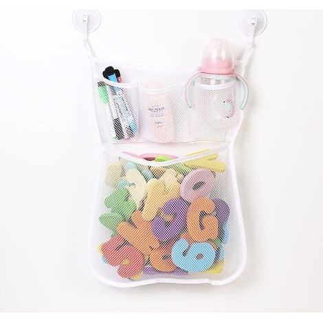 Filet de Rangement Salle de Bain Jouet de Stockage Sac à Jouet du Bain avec 2 Crochets Robustes Auto-Adhésifs 3245cm (1/4)