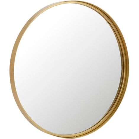 Miroir Mural Rond Design "Bord Métal" 80cm Or (1/2)