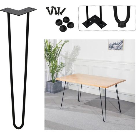 SWANEW Gambe da tavolo metallo a 4 pezzi da 4 pezzi Black Table Pince tavolo tavolo osso 12 mm. gambe a forcina in acciaio. gamba a 3 bombe. 20 cm (1/5)