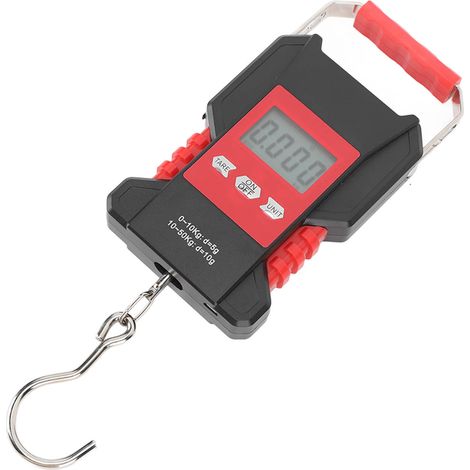 Digitale Fischwaage (bis 50 kg), hintergrundbeleuchtetes LCD-Display, mit Maßband, USB-aufladbar, für Gepäck und Reisen (1/5)