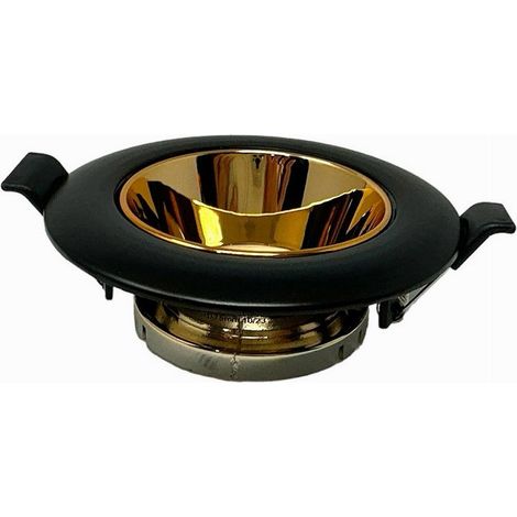 TRADE SHOP - Portafaretto Tondo Orientabile Incasso Supporto Faretto Nero E Oro P27-gu10-no - (1/5)