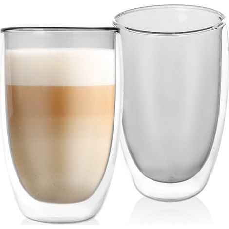 Vasos térmicos de doble pared para café con leche doble de 460 ml, 2 unidades. (1/5)