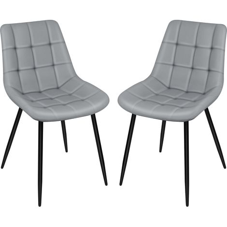 Haloyo® 2er Set Esszimmerstuhl,Esszimmerstühle aus PU mit Metallbeinen, Designerstuhl,Küchenstuhl,hellgrau (1/5)