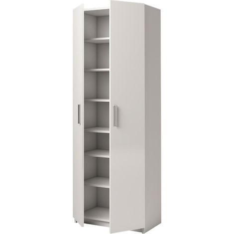 Pegane – Armoire de rangement blanche 180x60x35.6 cm – 2 portes – Panneaux de particules mélaminés – Fabrication espagnole certifiée PEFC