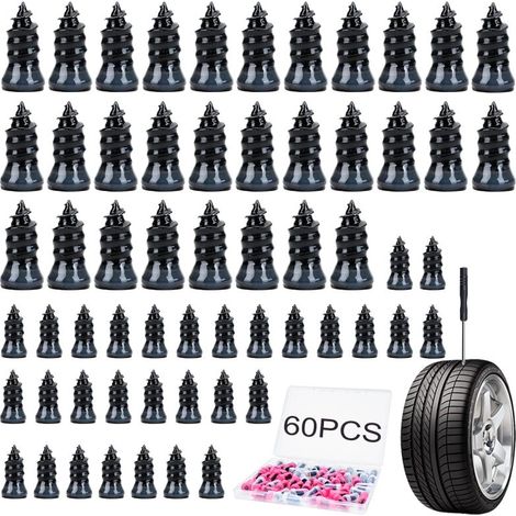 Kit de reparación de neumáticos con tornillos y clavos de goma (destornillador incluido), para coches, motocicletas y camiones. Color negro.
