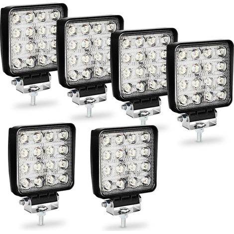 SWANEW Faro da Lavoro 6 X 48W Piazza Fari Led 12V 24V Fari di Profondità Impermeabile IP67 Luci di Lavoro Fuoristrada per Moto Auto ATV SUV Trattore 6500K (1/5)