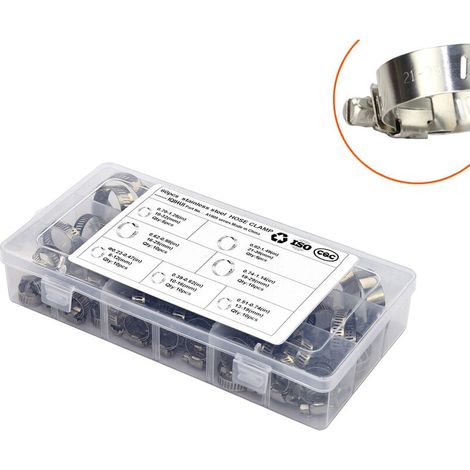Juego de 60 abrazaderas ajustables de acero inoxidable XVX, ideales para tuberías de agua, depósitos de combustible, mangueras de automóviles, etc. (1/4)