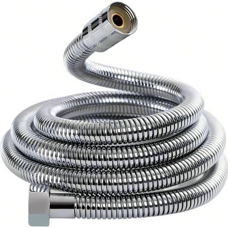 Shower hose, 304 stainless steel, chrome finish, 1.5 m, silicone seal, universal G1/2, bathroom (1/5)