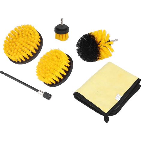 Kit de nettoyage de voiture en 6 pièces avec brosse rotative et accessoire extensible, comprenant une brosse électrique pour le nettoyage. (1/5)